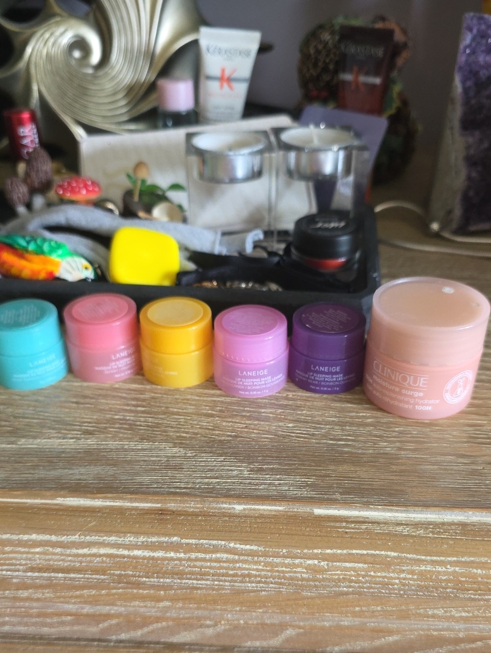 LANEIGE Mini Lip Balms Set - Teal, Pink, Yellow, Lilac, Purple